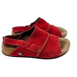 Azaleia Red Suede Leather Slingback Slide Sandal Shoe Women's 8 Boho Gorpcore